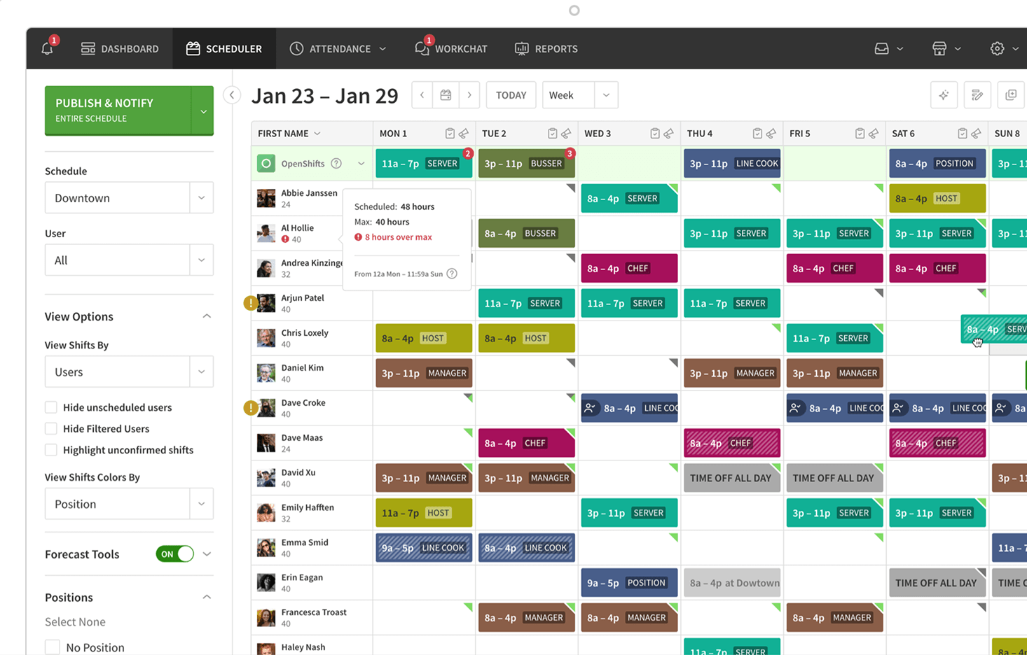 When I Work interface screenshot