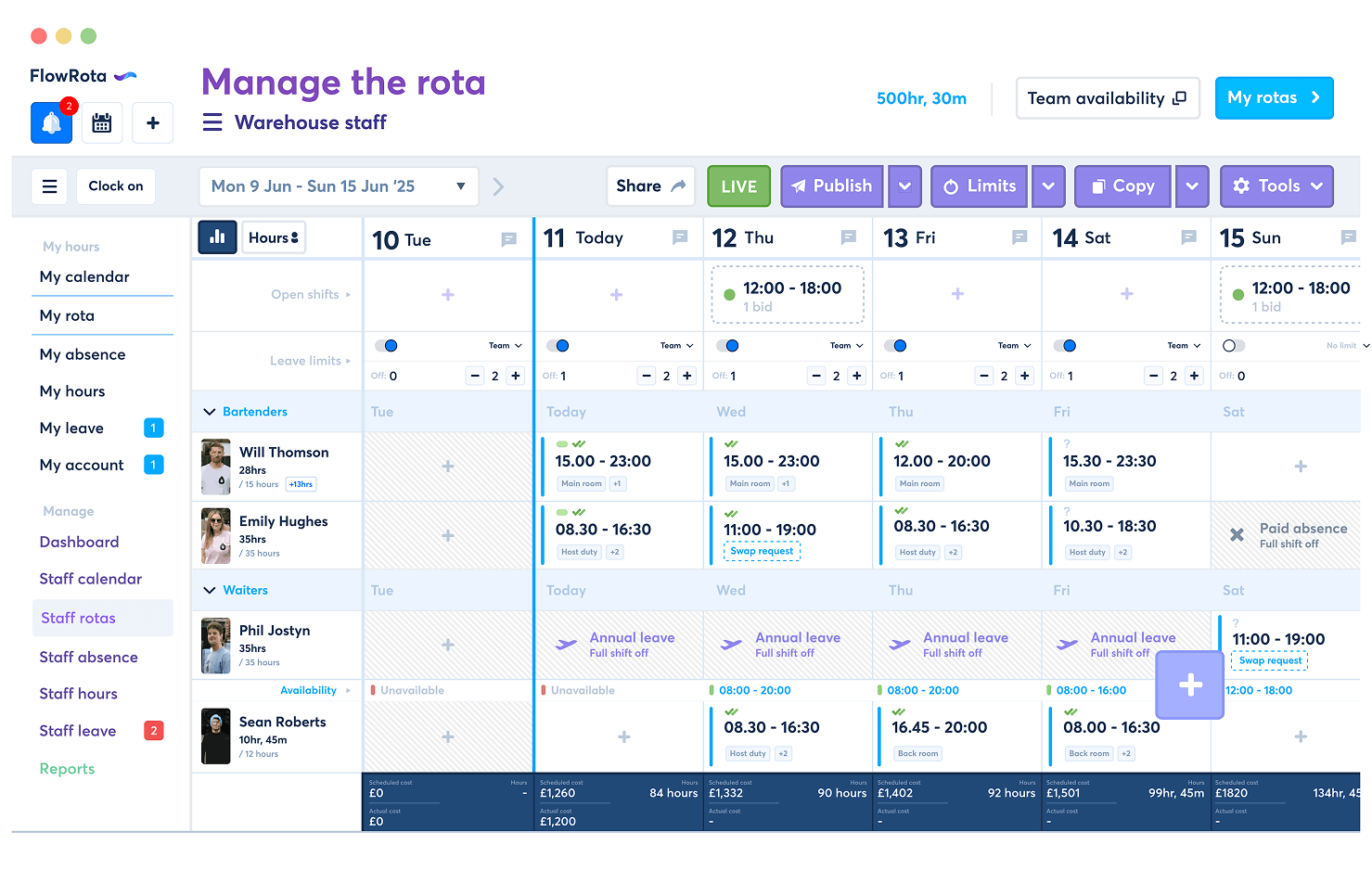 RotaCloud interface screenshot