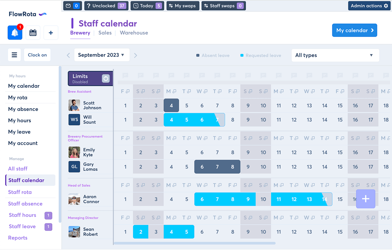 FlowRota interface screenshot