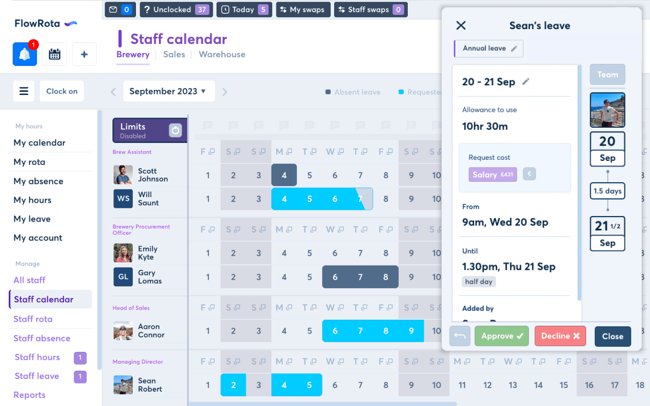 FlowRota interface screenshot