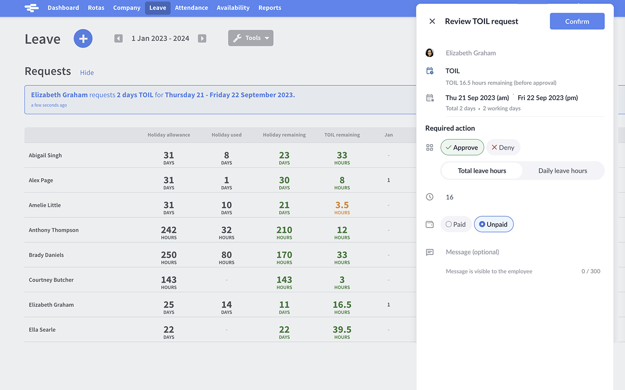 RotaCloud interface screenshot
