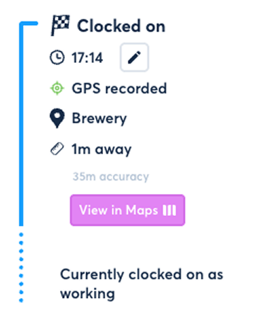 FlowRota mobile GPS employee clock-in record