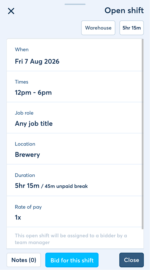 FlowRota open shift