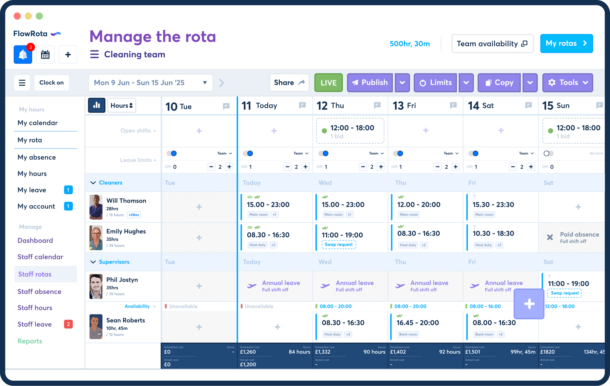 FlowRota cleaning company scheduling app