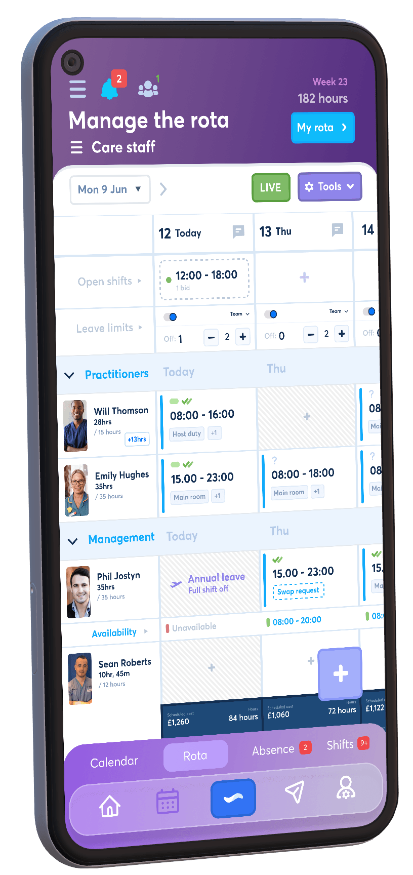 FlowRota care rota on mobile