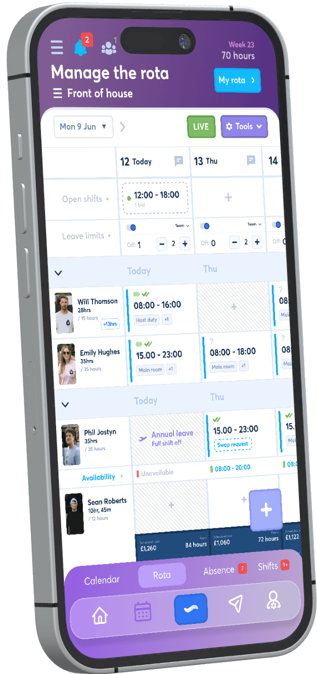 FlowRota employee scheduling app on mobile