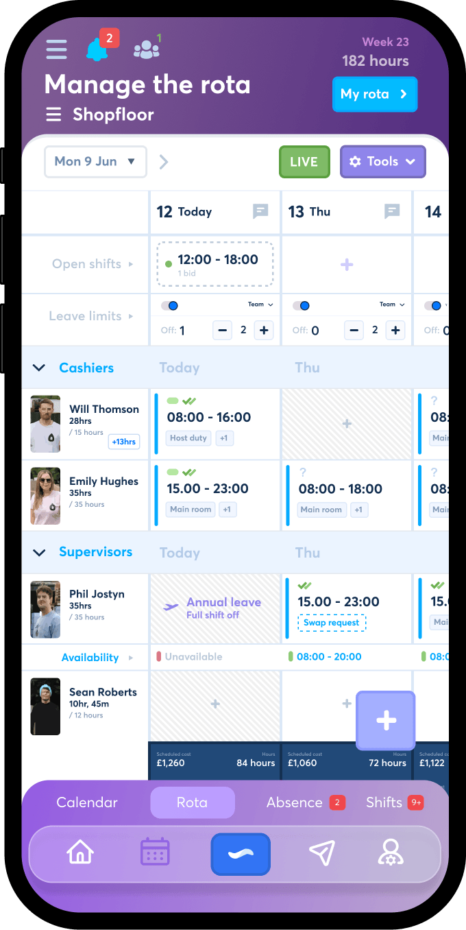 FlowRota staff scheduling and leave management software