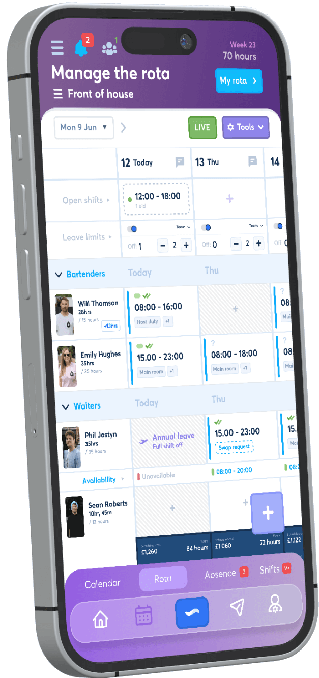 FlowRota employee scheduling app on mobile