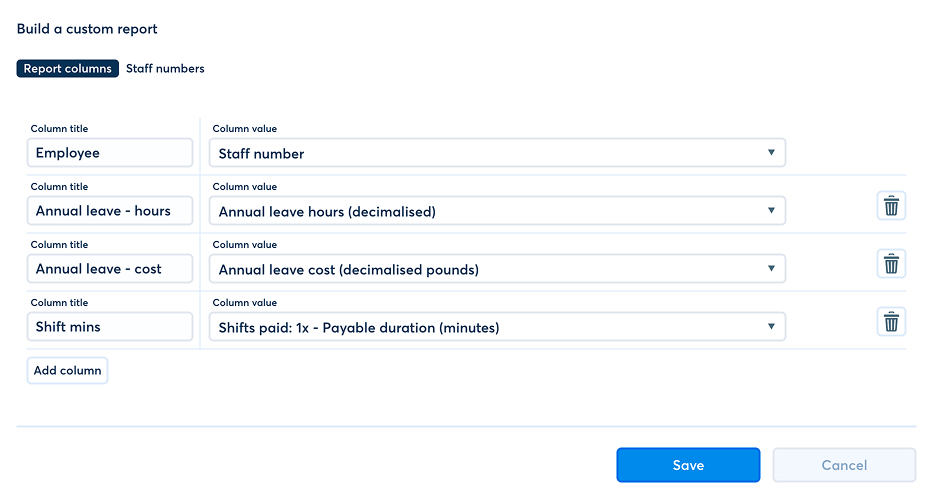 Export FlowRota custom mapping